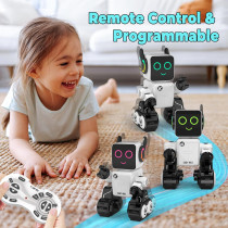 OKK Programmable Robot Toy with Remote, LED, Coin Bank & Dancing Fun
