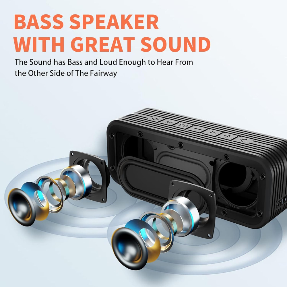 40W Bluetooth Golf Cart Speaker with Deep Bass & IPX7 Waterproof