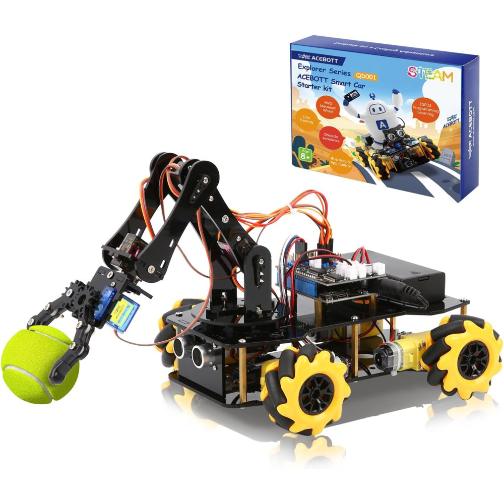 5DOF Smart Robot Arm Car Kit | 4WD Remote Control STEM Coding Toy