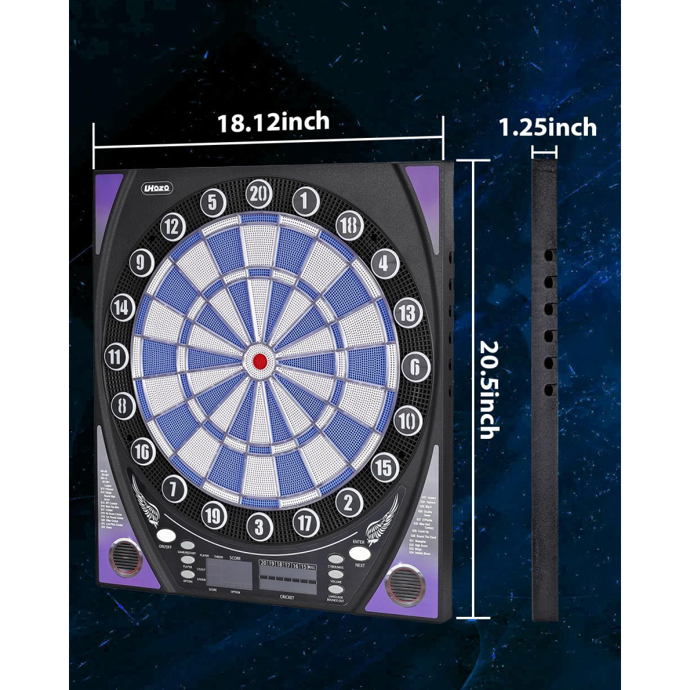 Electronic Dart Board with Bright Display, Multiple Games & 12 Soft Tip Darts