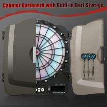 Electronic Dartboard Cabinet Set with 48 Games, 6 Darts & 100 Soft Tips