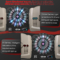 Electronic Dartboard Cabinet Set with 48 Games, 6 Darts & 100 Soft Tips