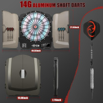 Electronic Dartboard Cabinet Set with 48 Games, 6 Darts & 100 Soft Tips