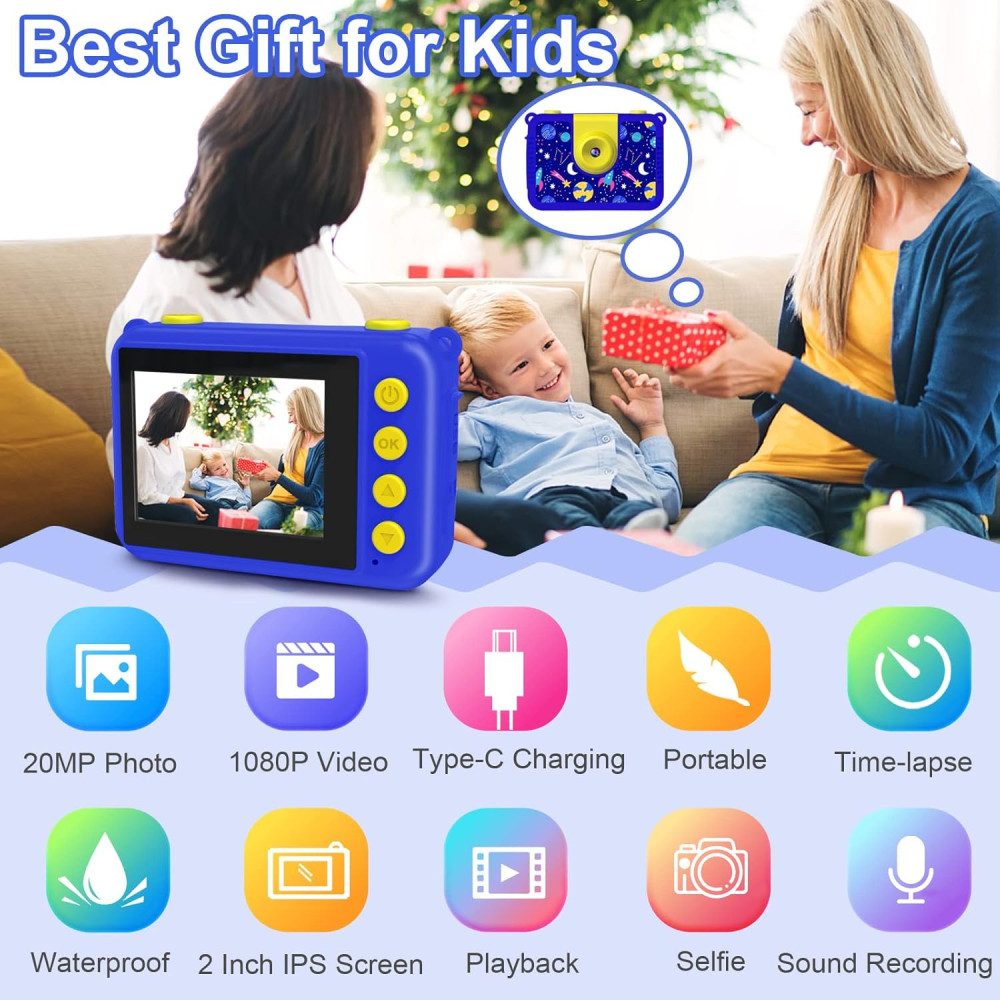 GKTZ Kids Waterproof Camera 1080P HD - Perfect Gift for Ages 3-12