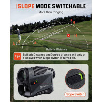 Golf Rangefinder with Slope - 1500 Yards, 7X Magnification & USB-C