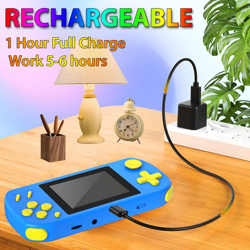 218 Retro Handheld Games for Kids - Portable Gaming System, Blue