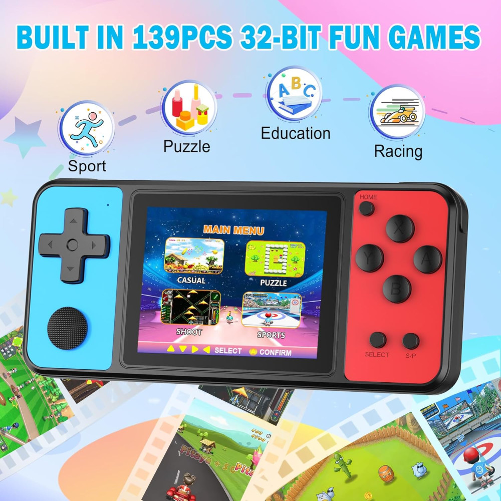 Beico 32-Bit Kids Handheld Game Console with 139 Preloaded Games