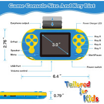 16-Bit Portable Handheld Game Console with 230 HD Games for Kids