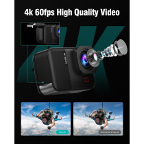 4K60fps Waterproof Action Camera 10M with 64G SD, 48MP Touchscreen