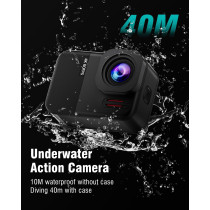4K60fps Waterproof Action Camera 10M with 64G SD, 48MP Touchscreen