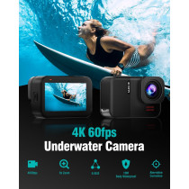 4K60fps Waterproof Action Camera 10M with 64G SD, 48MP Touchscreen
