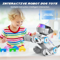 Interactive Robot Dog Toy for Kids – Bluetooth, Dance, LED Eyes (Gray)