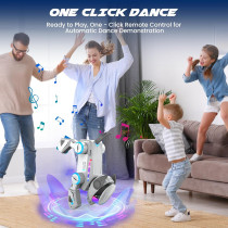 Interactive Robot Dog Toy for Kids – Bluetooth, Dance, LED Eyes (Gray)