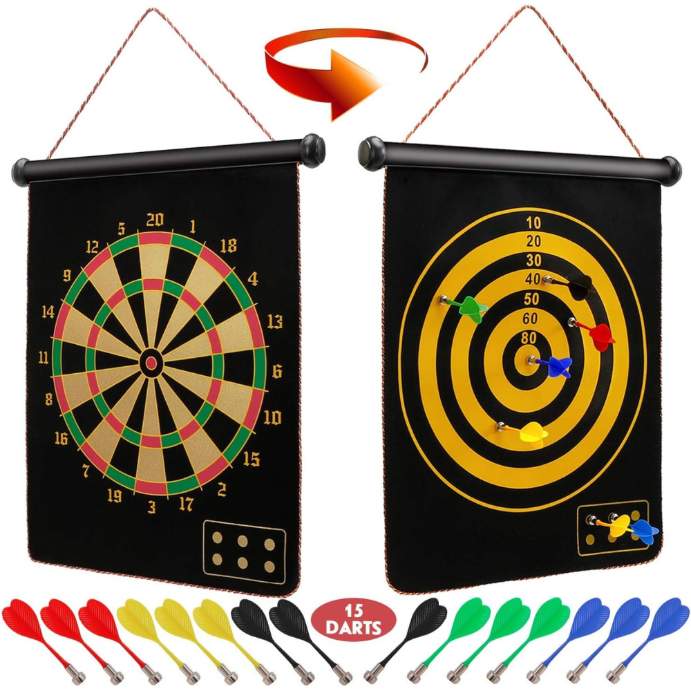 Ranslen Magnetic Dart Board with 15 Darts – Fun Gift for Kids & Adults