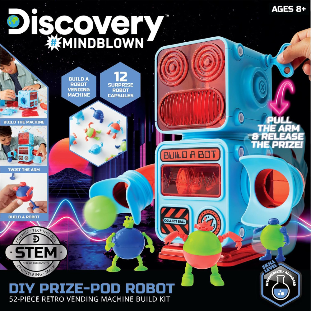 Discovery DIY Prize-Pod Robot Kit - 52-Piece STEM Robotics Toy for Kids 8+