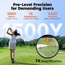 Golf Laser Rangefinder with Slope, 1500Y Range, 0.3s Locking & 7X Magnification