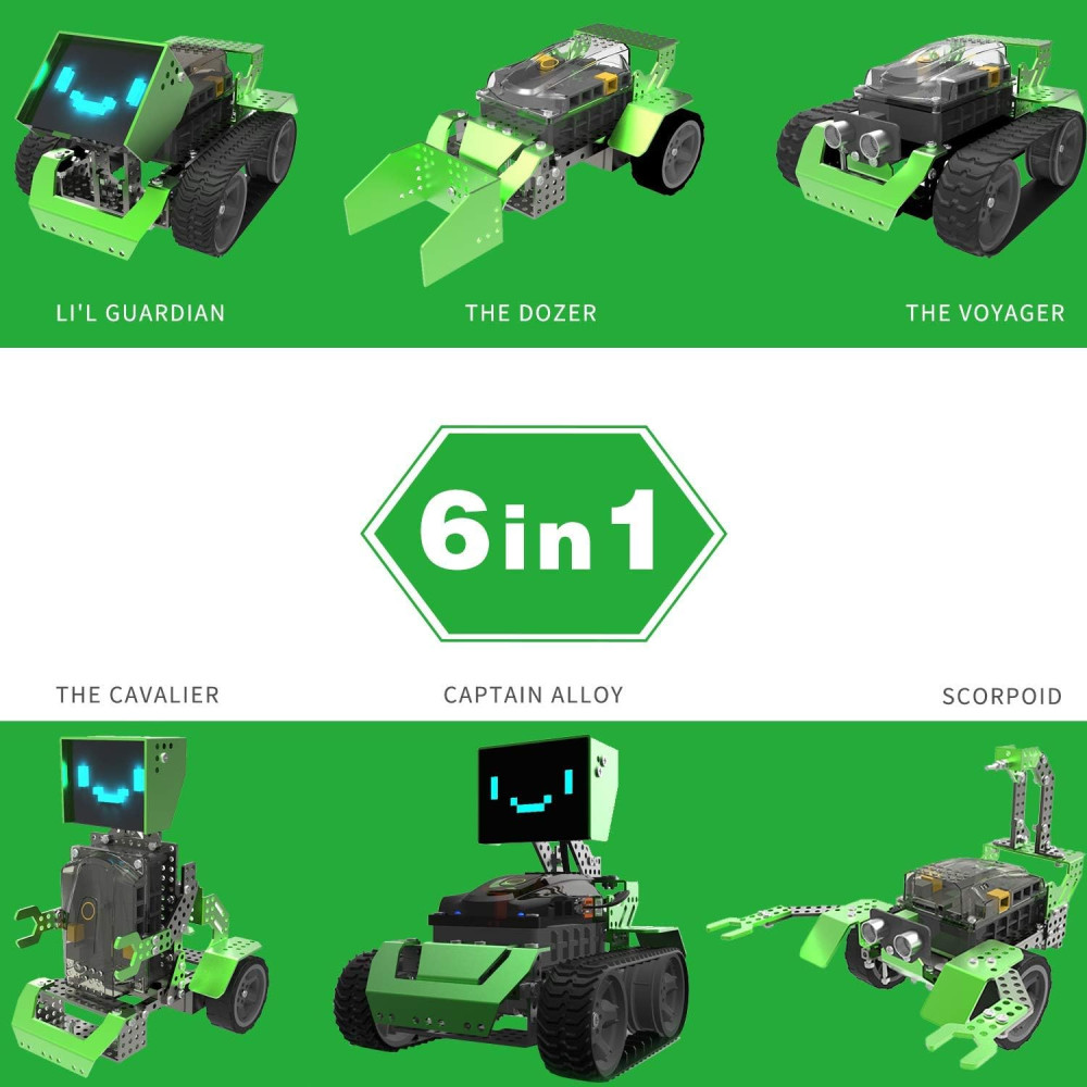 Qoopers 6-in-1 Programming Robot Kit with Remote, LED, Sensor for Kids