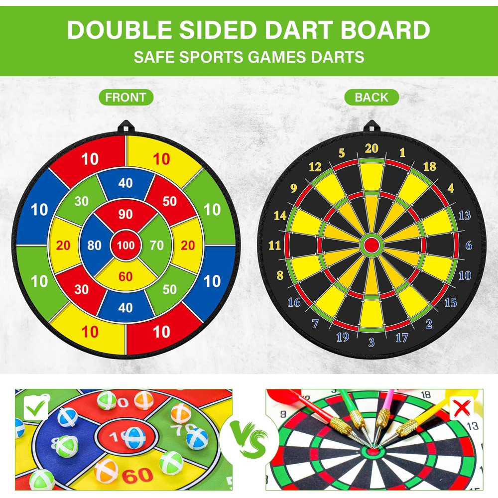 Large Kids Dart Board with Sticky Balls & Darts - Indoor/Outdoor Fun Toy