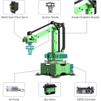 MaxArm Robotic Arm Kit for Arduino & Python with WiFi, Suction, STEM
