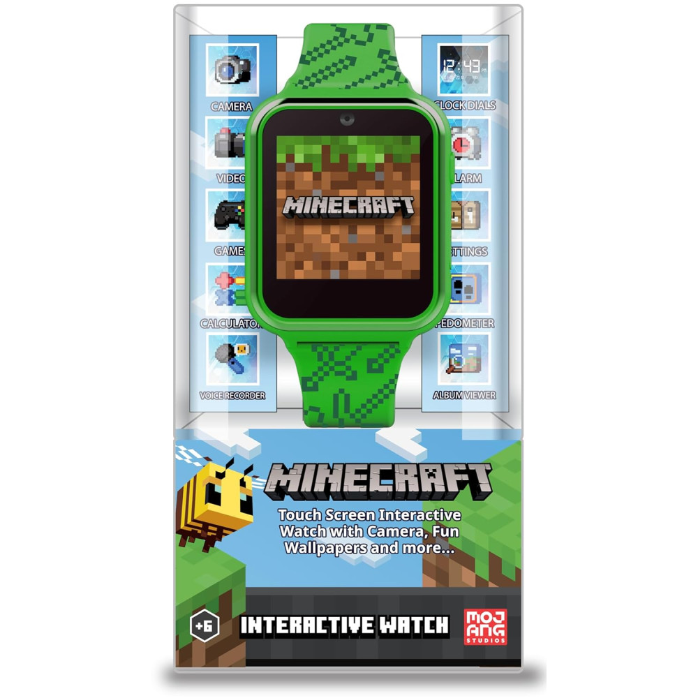 Minecraft Kids Smart Watch with Camera, Games & Custom Clock Faces