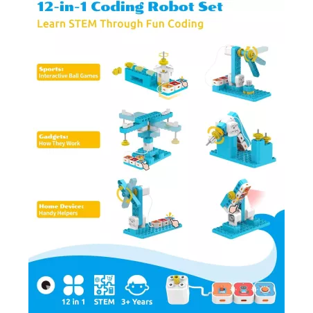 WhalesBot A3 : Robot Coding Éducatif 12-en-1 pour Enfants