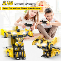 Voiture Télécommandée Robot Jaune 360° LED Cadeau Noël Enfant