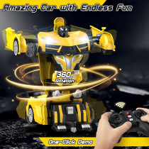 Voiture Télécommandée Robot Jaune 360° LED Cadeau Noël Enfant