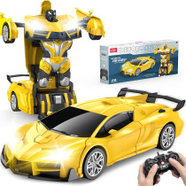 Voiture Télécommandée Robot Jaune 360° LED Cadeau Noël Enfant