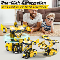 Voiture Télécommandée Robot Jaune 360° LED Cadeau Noël Enfant