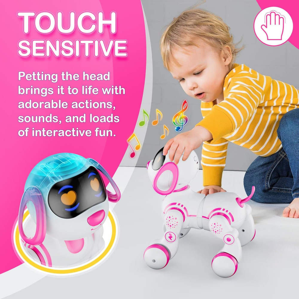 Contixo R3 Robot Chien Jouet Interactif Enfants 3-12 Ans Rose