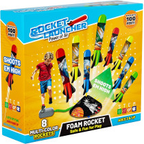 Kids Rocket Launcher Toy – Launch 100 Ft, 8 Foam Rockets & Stand