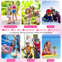 Waterproof Kids Digital Camera 20MP 180° Flip Selfie Toy for Ages 3-12