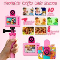 Appareil Photo Enfant Étanche 20MP Selfie 180° Cadeau 3-12 ans