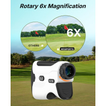 WOSPORTS Golf Rangefinder with Slope - 1500 Yards, 6X Magnification