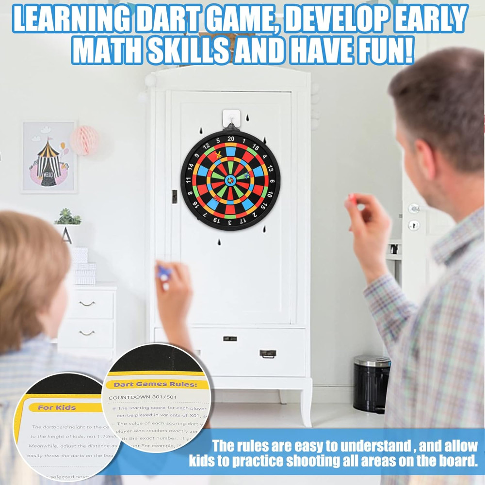Magnetic Dart Board with 12 Darts - Safe Indoor Outdoor Game for Kids