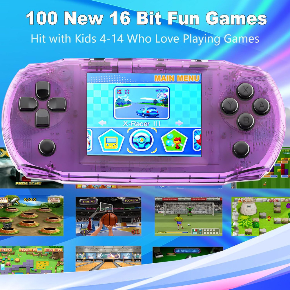 16-Bit Handheld Game Console for Kids with 3.2'' HD Screen & 100 Games