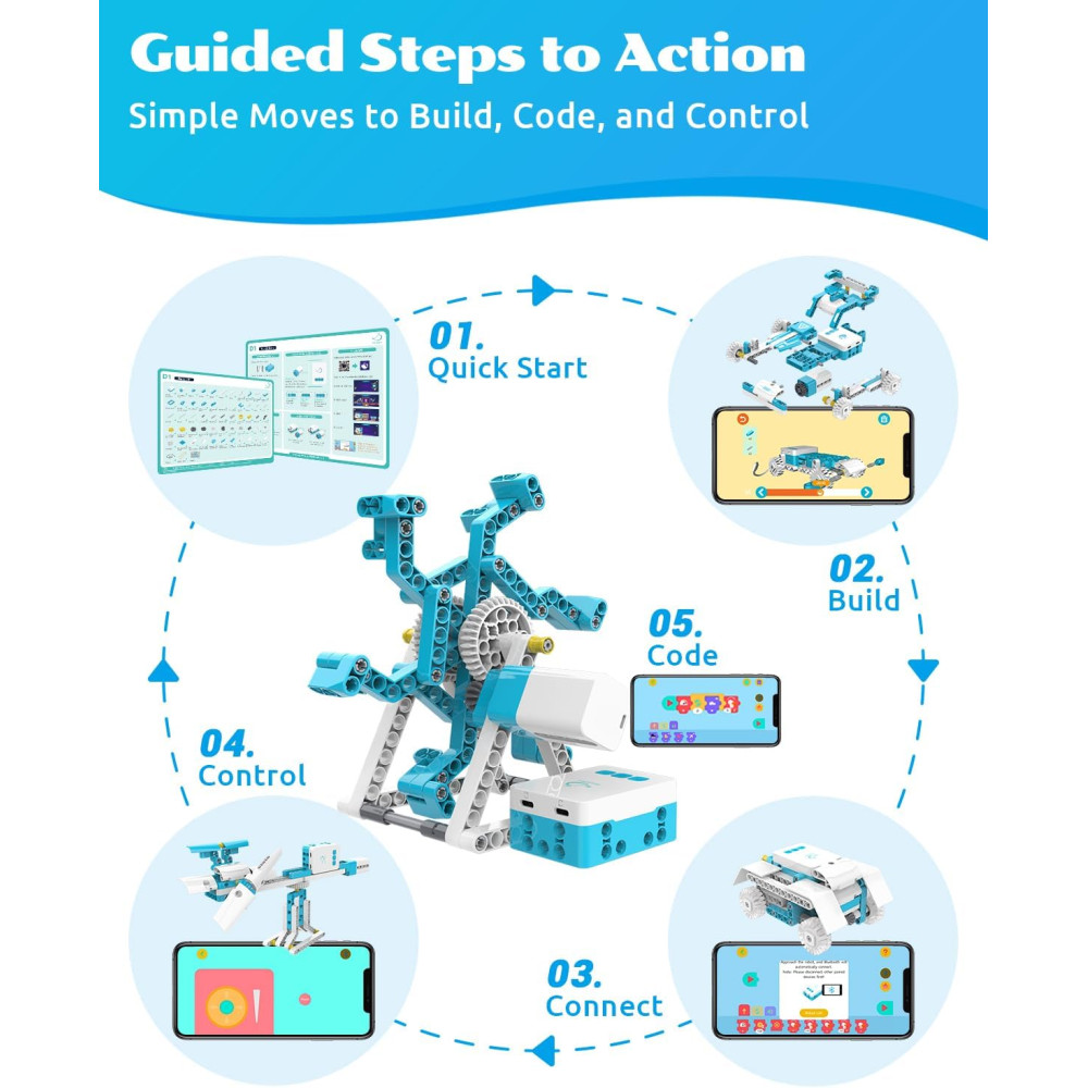 WhalesBot D1 : Kit Robot STEM 21-en-1 pour Enfants 4-10 ans