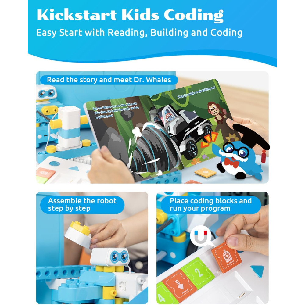 WhalesBot C3 Pro 12-in-1 Coding Robot Kit for Kids 4-7 | STEM Toy