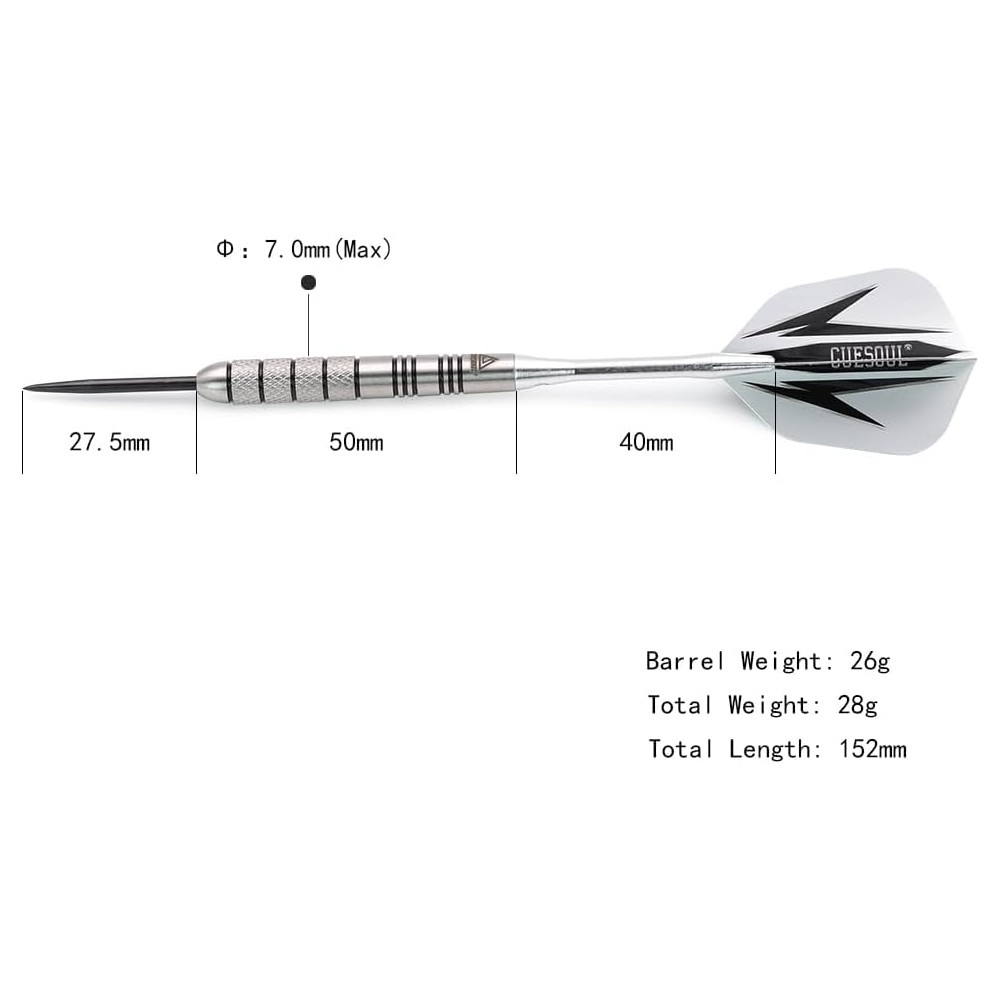 CUESOUL Professional Tungsten Steel Tip Darts - 22g to 30g Options