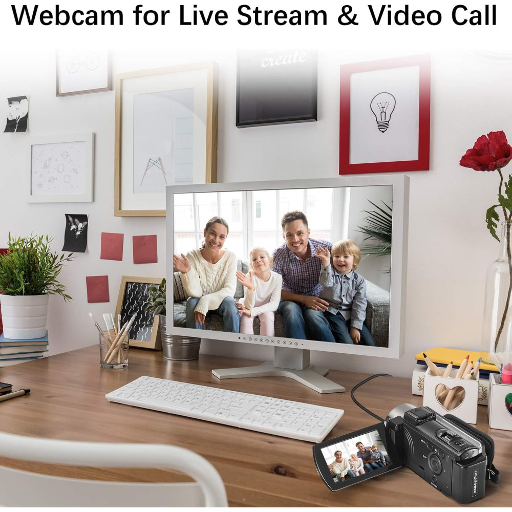 Full HD 1080P Camcorder 24MP Digital Camera with 16X Zoom & 2 Batteries