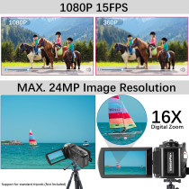 Full HD 1080P Camcorder 24MP Digital Camera with 16X Zoom & 2 Batteries