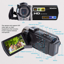 Full HD 1080P Camcorder 24MP Digital Camera with 16X Zoom & 2 Batteries