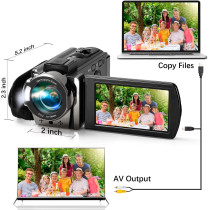 Full HD 1080P Camcorder 24MP Digital Camera with 16X Zoom & 2 Batteries