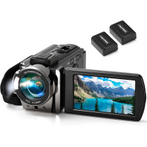 Full HD 1080P Camcorder 24MP Digital Camera with 16X Zoom & 2 Batteries
