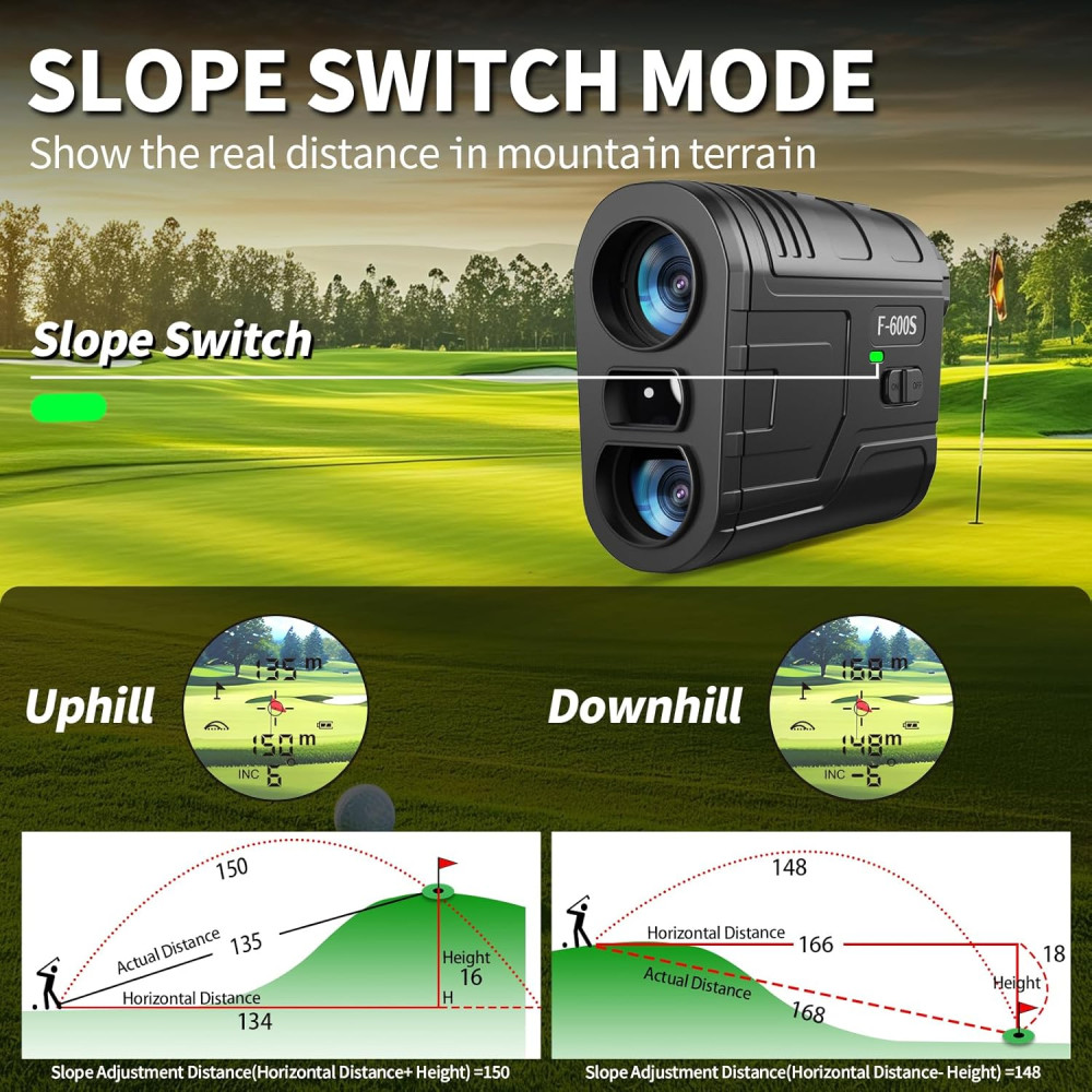 Golf Range Finder with Slope - 1200 Yards, 7X Magnification & Rechargeable