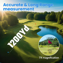 Golf Range Finder with Slope - 1200 Yards, 7X Magnification & Rechargeable