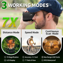 Golf Range Finder with Slope - 1200 Yards, 7X Magnification & Rechargeable