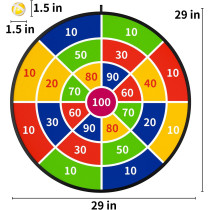 TEMI 29 Large Dart Board for Kids with 20 Balls – Fun Indoor & Outdoor Toy