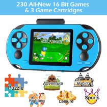 16-Bit Handheld Game Console with 230 Retro Games & USB Rechargeable Battery