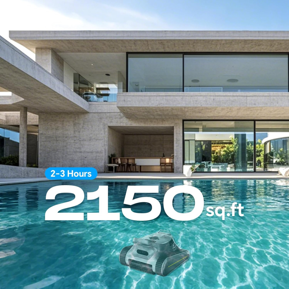 Cordless Robotic Pool Cleaner 180W, 45,000Pa Suction & Sonar Navigation